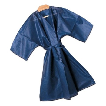 Kimono blu in tessuto non tessuto monouso per estetiste e parrucchieri