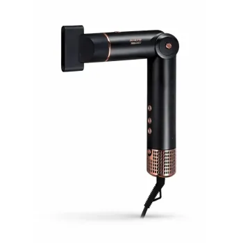 Asciugacapelli ergonomico Kiepe Airflex nero e rosa con impugnatura pieghevole a 90 gradi