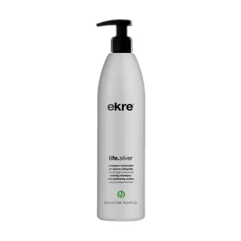 Ekre Life.Silver shampoo ravvivante antigiallo vegano per capelli bianchi e decolorati 500ml