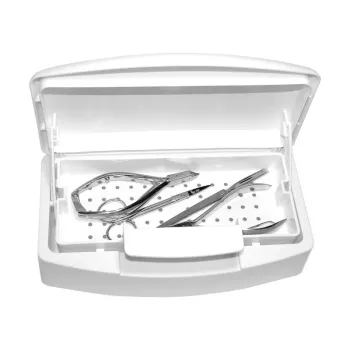 Vaschetta per la disinfezione Peggy Sage con coperchio e cestello interno per strumenti manicure e pedicure